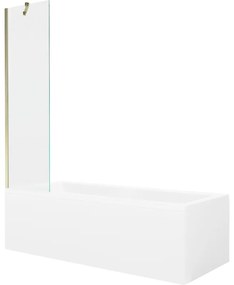 Mexen Cubik wanna prostokątna 160 x 70 cm z obudową i parawanem 1-skrzydłowym 50 cm, transparent, złoty - 550316070X9505000050