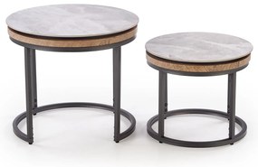 Zestaw 2 okrągłych ław 54/48 44/38 popiel spiek szaru marmur /grafit ITAKA