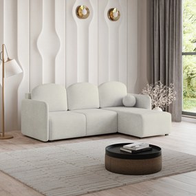 Masseno Narożnik SUVINO z funkcją spania i pojemnikiem na pościel Narozniki L, Rozkładana sofa - Kremowy, NEVE 02