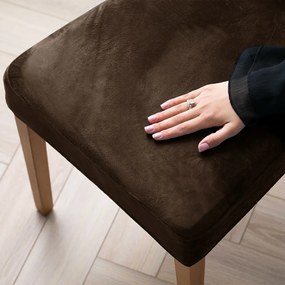 Restilo Pokrowiec na krzesło Sento ciemnobrązowy, 48 x 48 x 58 + 10 cm, zestaw 4 szt.