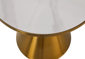 Stolik kawowy Natario z ceramicznym blatem w kolorze białym lub czarnym i złotą metalową podstawą