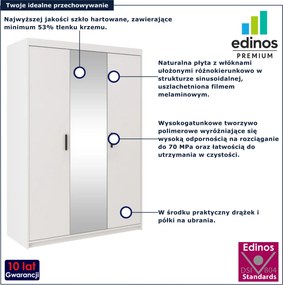 Biała szafa trzydrzwiowa z lustrem do sypialni B2-W43