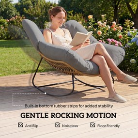 Outsunny Fotel bujany z poduszką, odporny na warunki atmosferyczne, do 120 kg, do salonu, ogrodu, trawnika, szary | Aosom PL