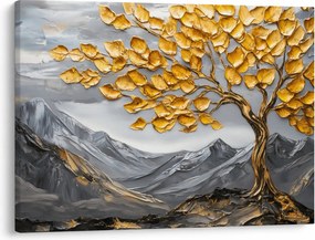 Obraz – Drzewo ze złotymi liśćmi (70x50 cm)