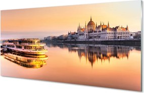 Szklany Panel Statek o Zachodzie Słońca