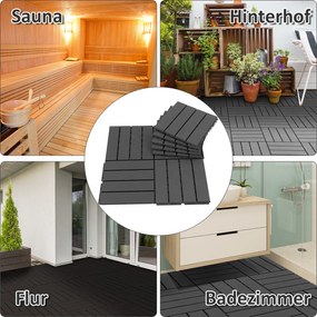 Outsunny Zestaw 9 Płytek Tarasowych i Balkonowych Czarne 30x30cm Plastik do Użytku Wewnętrznego i Zewnętrznego | Aosom PL