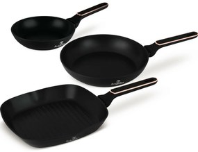 BerlingerHaus Zestaw patelni z powłoką tytanową Black Rose, 3 szt.