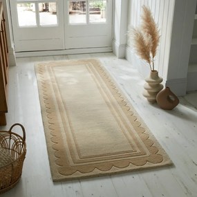 Naturalny wełniany chodnik tkany ręcznie 80x230 cm Lois Scallop – Flair Rugs