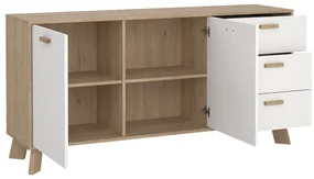 Biało-naturalna komoda w dekorze dębu 147x73x39 cm Ikast – Tvilum