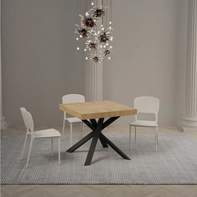 Stół rozkładany 90/194x90 cm Clerk dąb naturalny nogi antracytowe