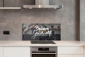 Szklany Panel Człowiek i Napis