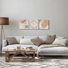 Obraz - Balony nad miastem, ciepłe odcienie (z zegarem) (90x30 cm)
