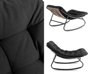 Bujany fotel na taras Aurora - bujak ogrodowy z pikowaną poduchą, czarny