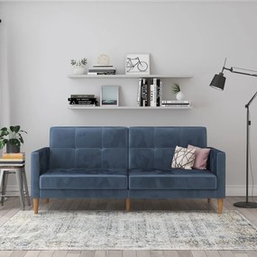 Niebieska aksamitna rozkładana sofa 207 cm Lilly – Støraa