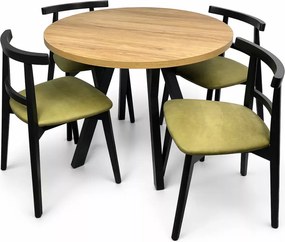 Nowoczesny zestaw mebli do jadalni - okrągły stół rozkładany Max + ergonomiczne krzesła Diunka