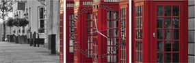Obraz - Budki telefoniczne w Londynie (z zegarem) (90x30 cm)
