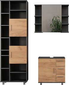 Zestaw mebli łazienkowych antracyt/złoty dąb 60.2x33x60.8 ilias