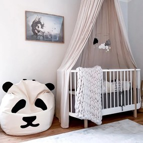 Dziecięca pufa Bini z motywem pandy z czarnym uchwytem