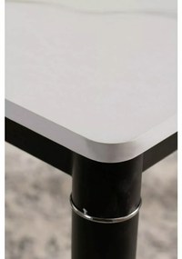 Czarny stół jadalniany DAMAR 100x70 cm, biały dekor marmurowy