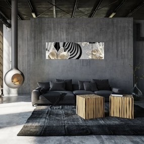 Obraz - 3D złote kwiaty (170x50 cm)