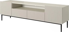 Szafka RTV Nicole 200 cm z wnęką i szufladami - kaszmir / czarne nóżki