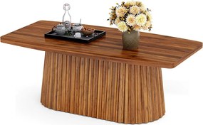 Prostokątny stolik kawowy, 120 cm, stolik centralny w stylu wiejskim z plisowaną podstawą