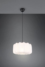 Biała metalowa lampa wisząca z tekstylnym kloszem ø 40 cm Madleine – Reality