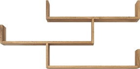 Trzypoziomowa półka wisząca, nowoczesna półka ścienna do salonu, 119 cm dąb wotan