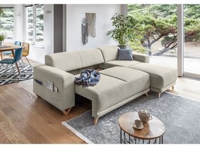 Beżowy rozkładany/ze schowkiem narożnik Classy Sophie – Miuform