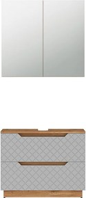 Zestaw mebli łazienkowych dąb/szary ze strukturą płytek 79.6x32x62.5 lotta