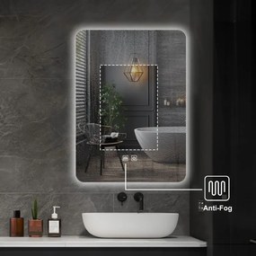 IREDA Lustro łazienkowe z oświetleniem LED, 80 x 60 cm