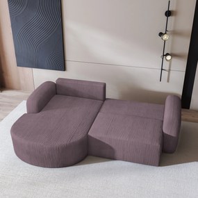 Masseno Narożnik AMILIA z funkcją spania i pojemnikiem na pościel Narozniki L, Rozkładana sofa - Wrzos, POSO 130