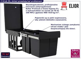 Kuchenny kosz na śmieci cargo 48 L - Grex 5X