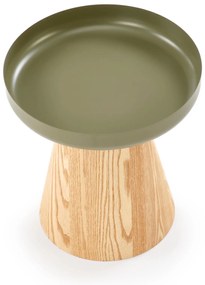 GINA Ława Stolik kawowy Okrągły fi.40 cm Naturalny Zielony Skandynawski