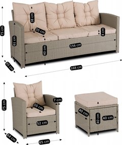 Zestaw mebli ogrodowych technorattan Colorado, beżowy