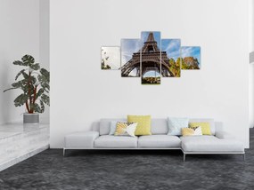 Obraz - Kolorowa wieża Eiffla (125x70 cm)