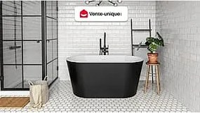 Wanna wolnostojąca owalna - 180 L - 130 x 71 x 58 cm - Czarna - Akrylowa - APOGON