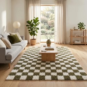 Ciemnozielony/kremowy dywan 120x170 cm Grida – ESTE