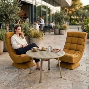 Metalowy stół bistro VENTO, średnica 80 cm, do użytku zewnętrznego, beżowy