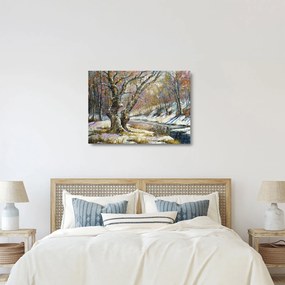 Obraz na szkle namalowanego zimowego krajobrazu (70x50 cm)