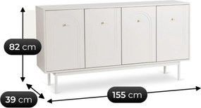 Czterodrzwiowa komoda glamour Marlen 155 cm, kolor kaszmir
