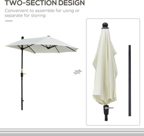 Outsunny Półokrągły Parasol 1,9 x 2 m Podwójny Parasol z Ręczną Korbą, Kremowy | Aosom PL