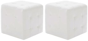 Zestaw białych puf do salonu - Futori 2X