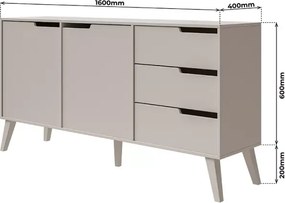 Komoda Clover – nowoczesna komoda z 2 szafkami i 3 szufladami w dekorze orzecha lub kaszmiru