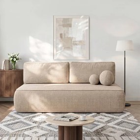 Sofa z Funkcją Spania ARVETO Beżowa Szenil Nowoczesna
