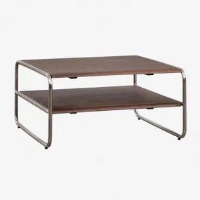 Stolik Kawowy Z Drewna Akacjowego I Stali Nierdzewnej Altrex Ciemny Akacjowy Brąz & 60 X 60 Cm - Sklum