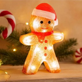 Dekoracja świąteczna LED, ludzik z piernika, 21 cm