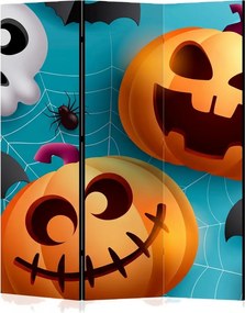 Parawan pokojowy 3-częściowy 135x172 Dwustronny dekoracyjny dziecięcy komiksowy Niebieski Wesoły Halloween