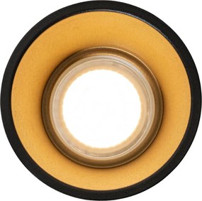 Set van 6 moderne inbouwspots zwart met goud GU10 50mm IP44 - Dept