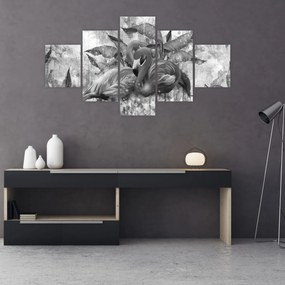 Obraz - Graffiti z flamingami (125x70 cm)
